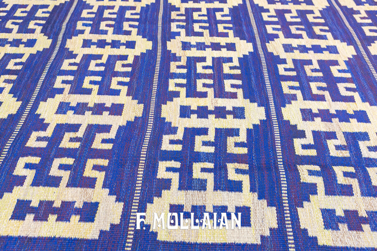 Swedish Kilim Rug Blue Wool n°:436989