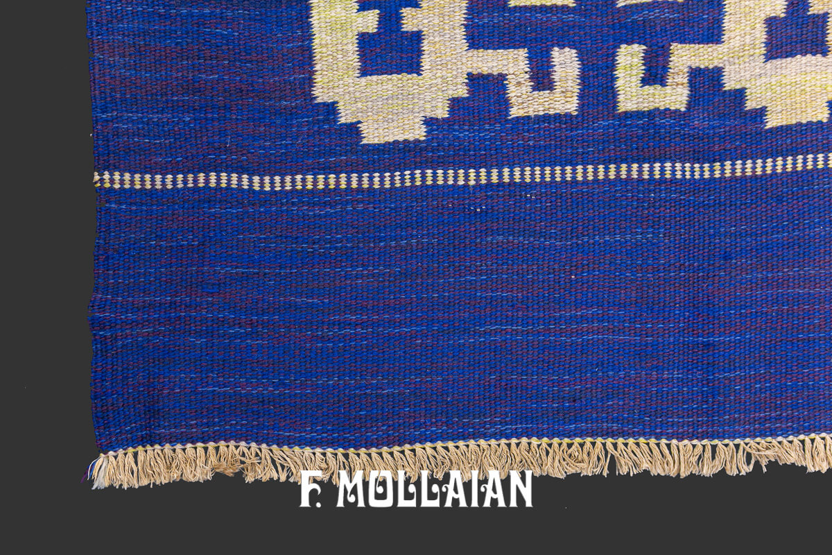 Swedish Kilim Rug Blue Wool n°:436989