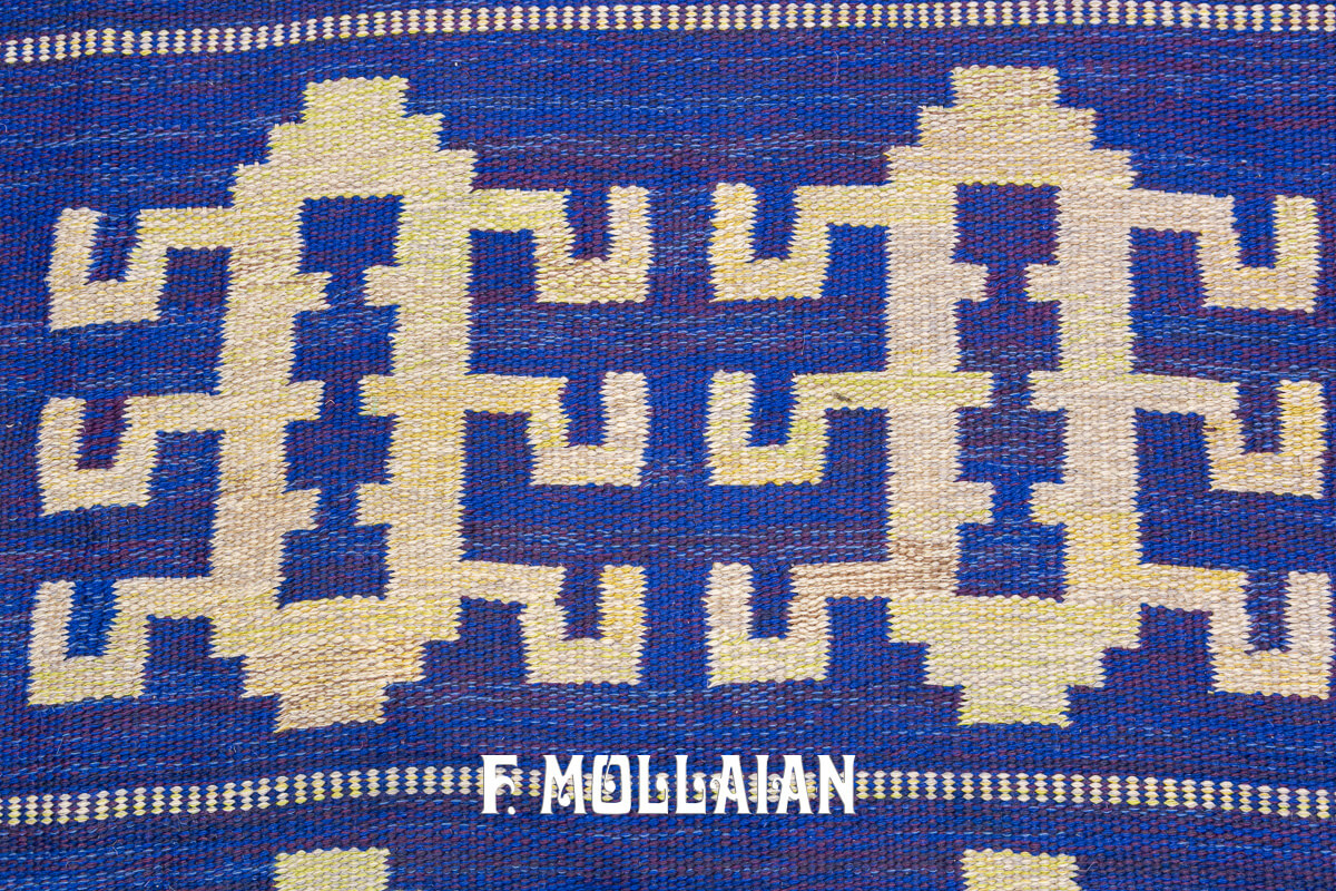Swedish Kilim Rug Blue Wool n°:436989