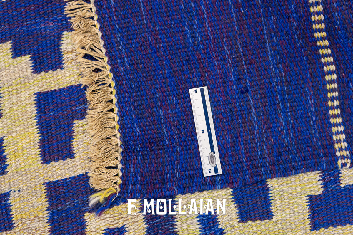 Swedish Kilim Rug Blue Wool n°:436989