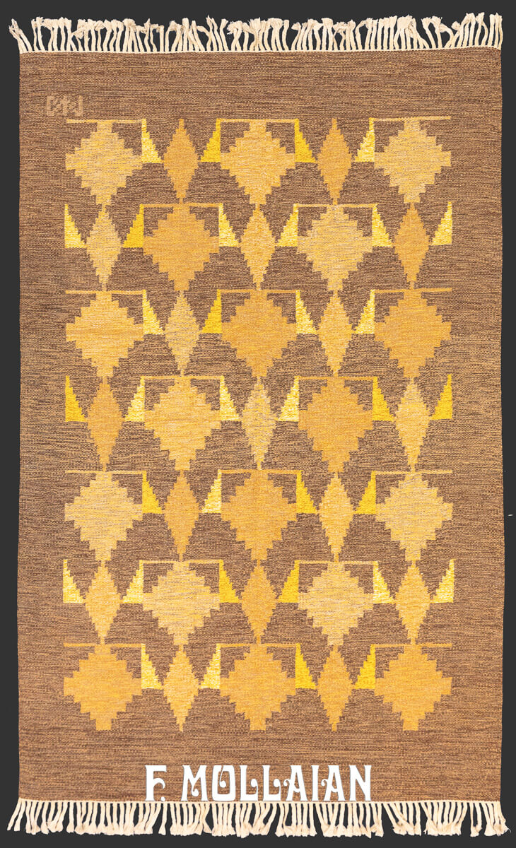 Swedish Kilim Rug Brown Tonality n°:469569