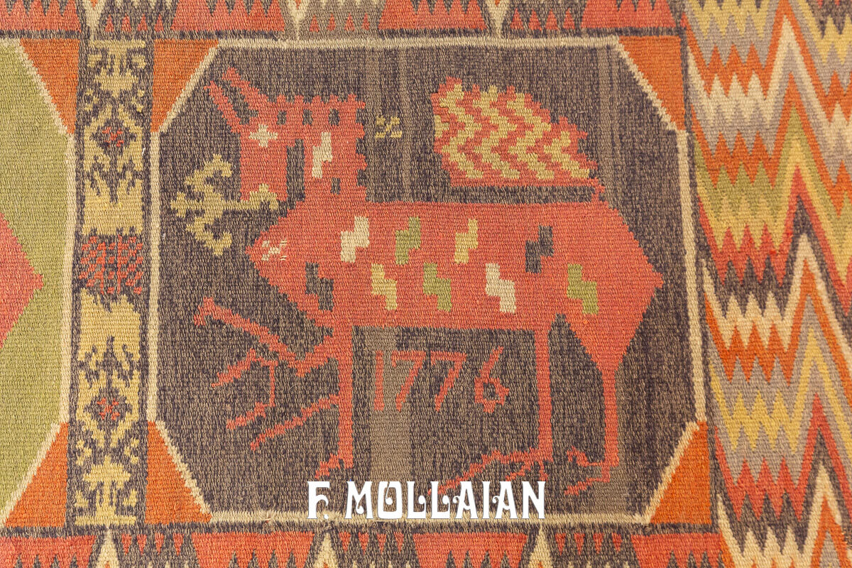 Antique Swedish Rölakan Textile Bänkdyna (dated) n°:502265