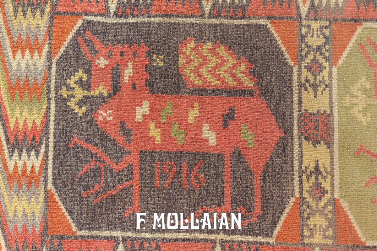 Antique Swedish Rölakan Textile Bänkdyna (dated) n°:502265