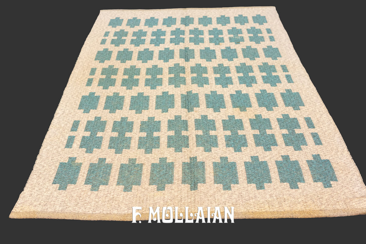 Swedish Kilim Rug Geometric Design n°:627344