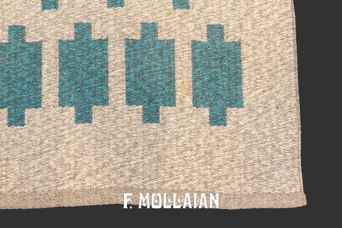 Swedish Kilim Rug Geometric Design n°:627344