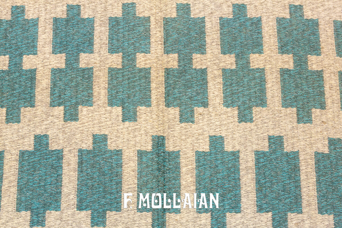 Swedish Kilim Rug Geometric Design n°:627344