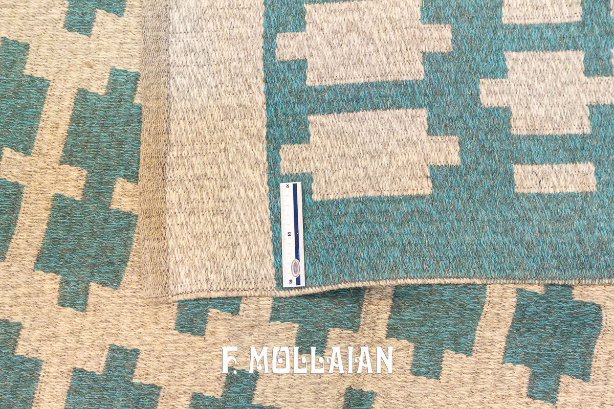 Swedish Kilim Rug Geometric Design n°:627344