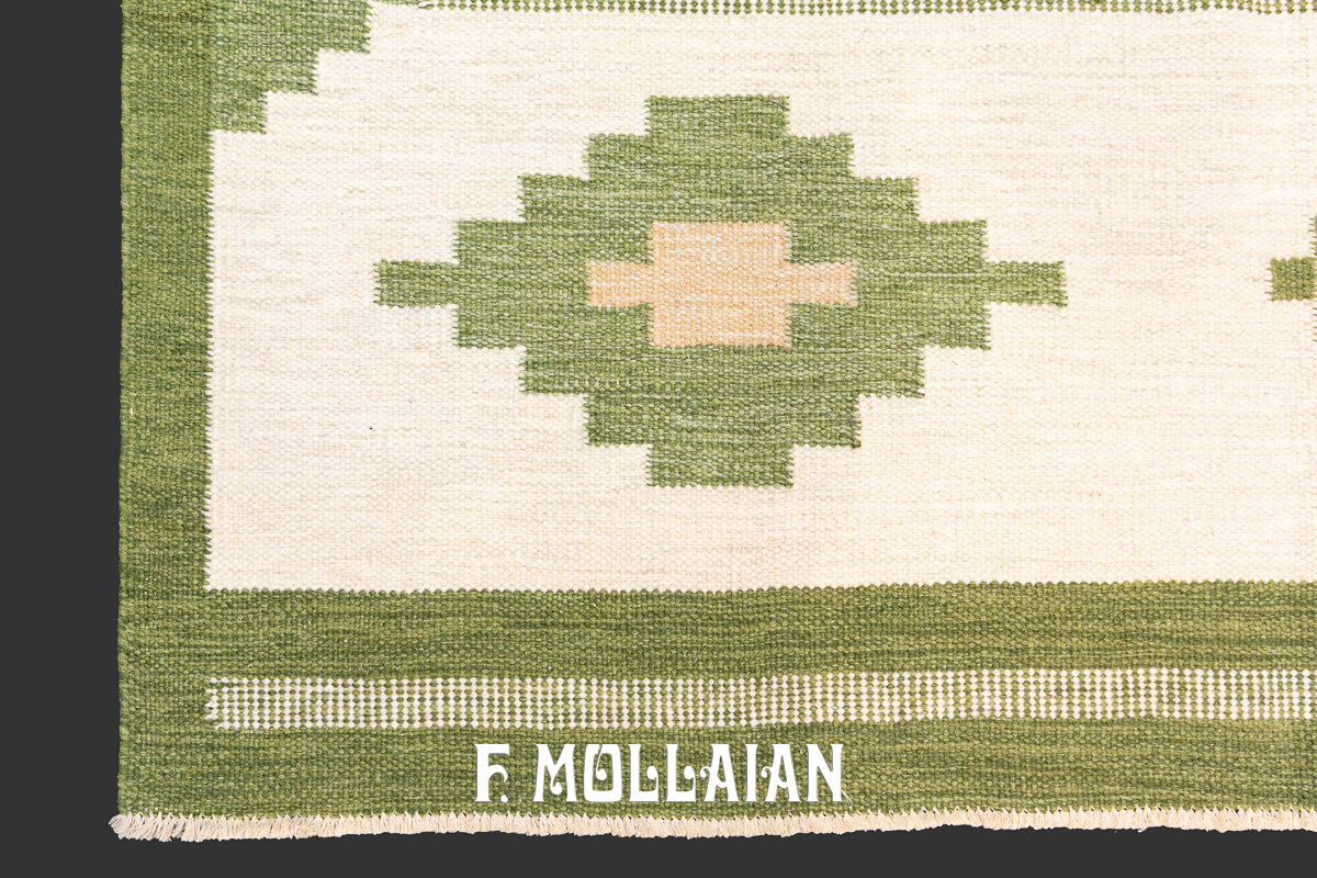 Kilim Svedese (Rollakan) con Bordo Verde n°:678742
