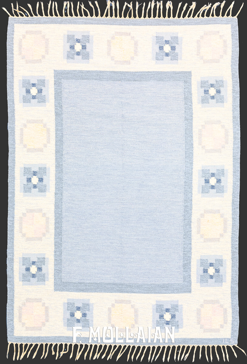 Swedish Kilim Rug Light Blue n°:723695
