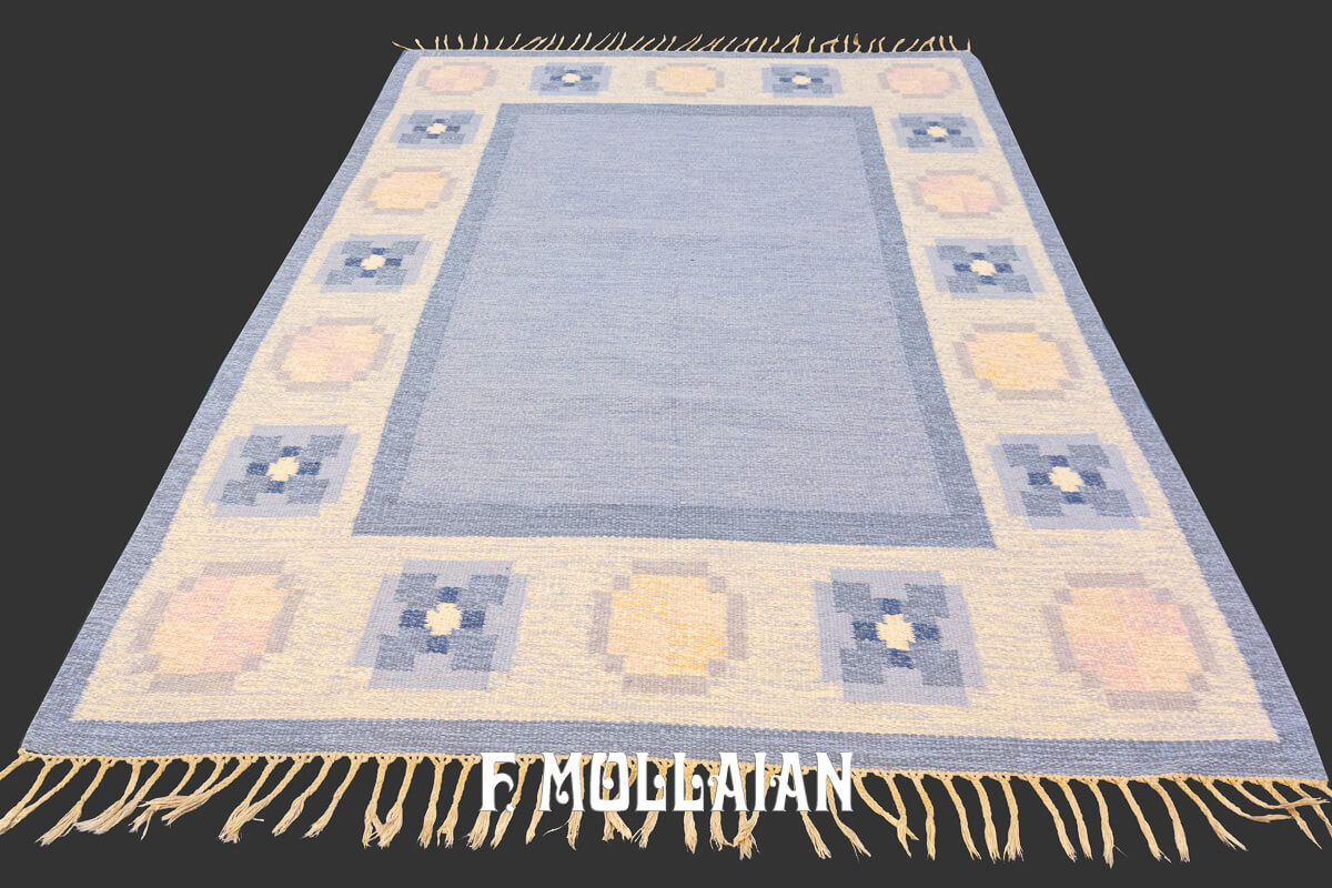 Swedish Kilim Rug Light Blue n°:723695