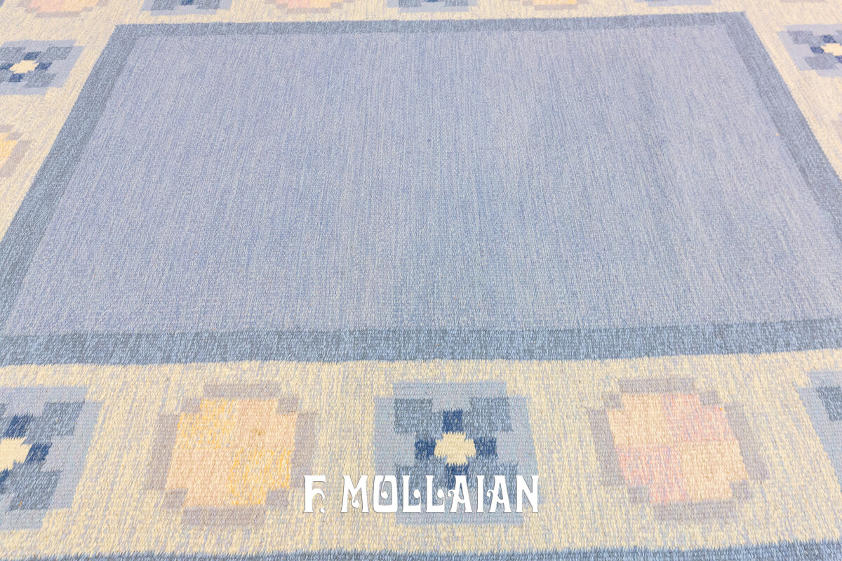Swedish Kilim Rug Light Blue n°:723695