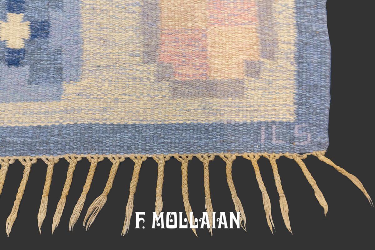 Swedish Kilim Rug Light Blue n°:723695