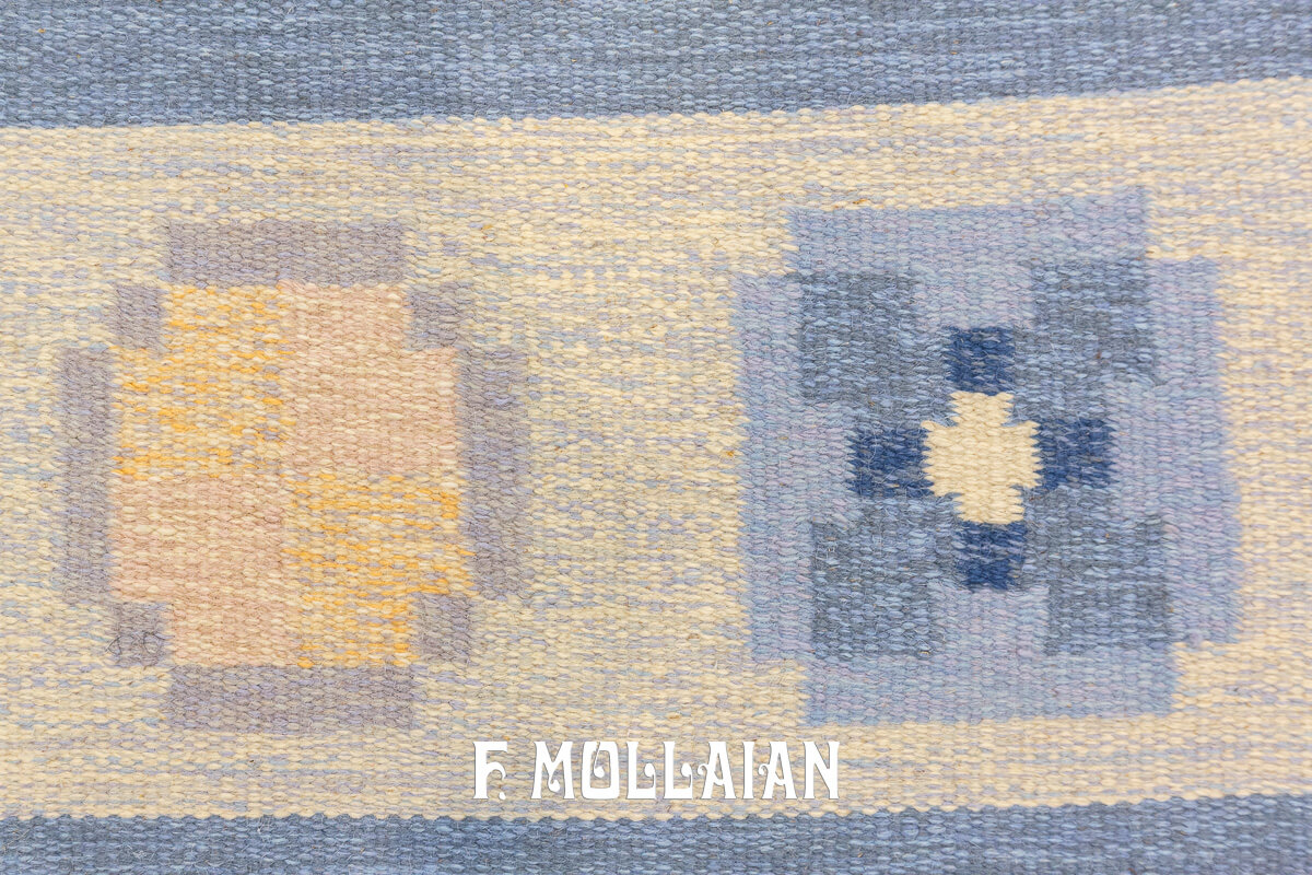 Swedish Kilim Rug Light Blue n°:723695