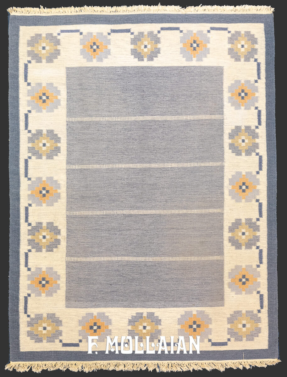 Swedish Kilim Rug Geometric Design n°:813878