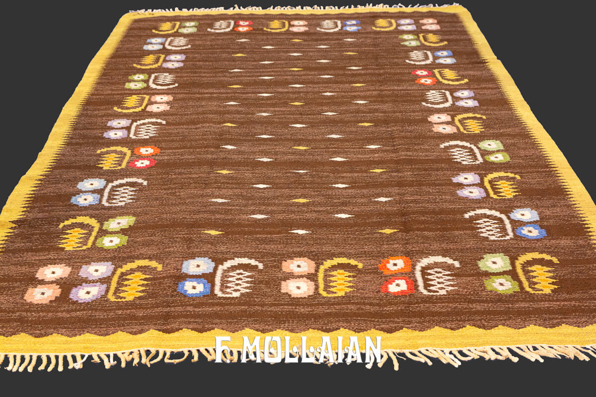 Swedish Kilim Rug Brown Color SW n°:890546