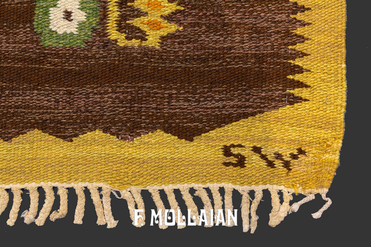 Swedish Kilim Rug Brown Color SW n°:890546