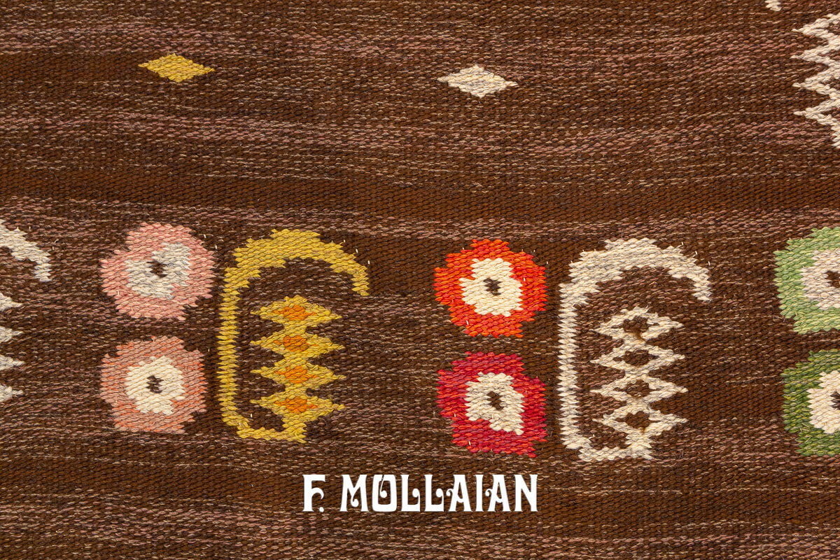 Swedish Kilim Rug Brown Color SW n°:890546