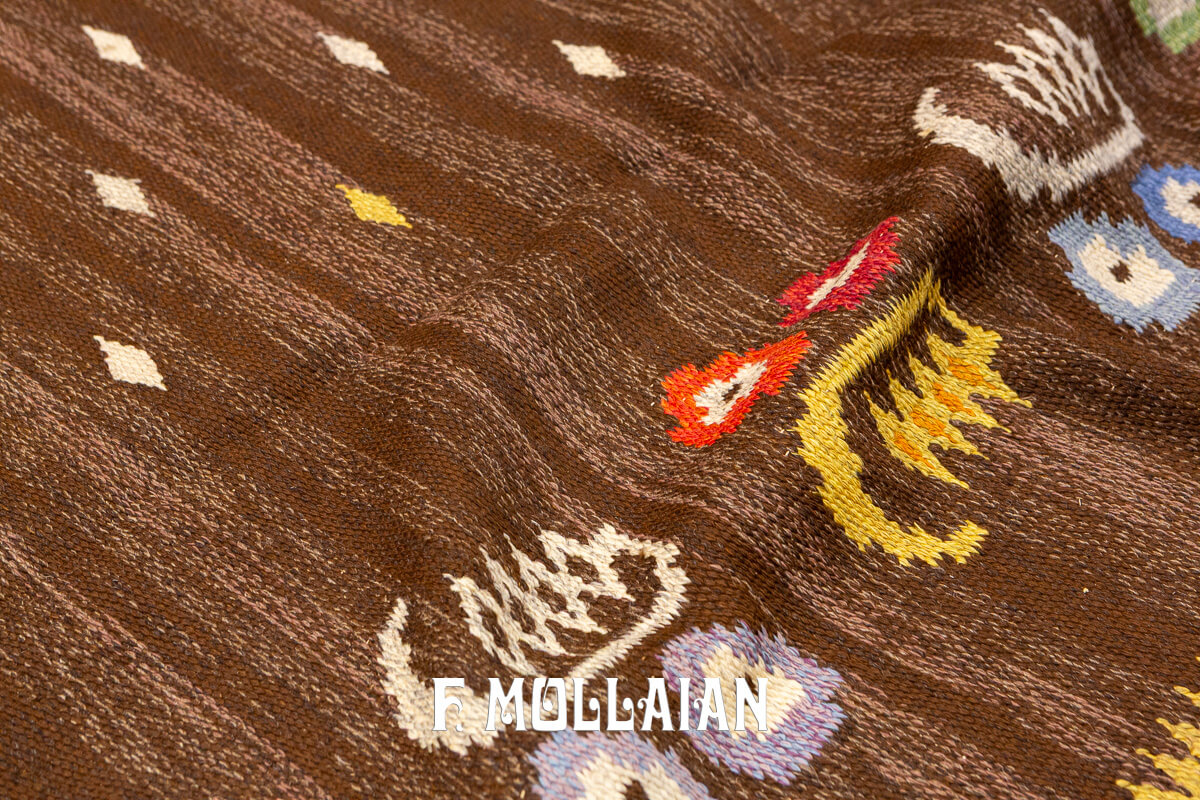 Swedish Kilim Rug Brown Color SW n°:890546