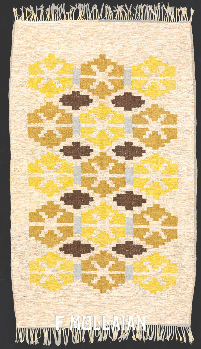 Swedish Kilim Rug Beige n°:914616