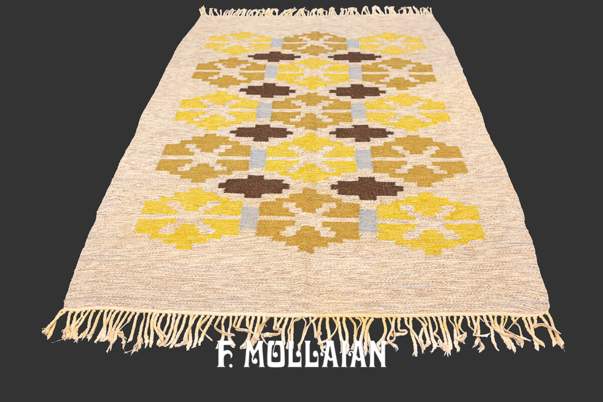 Swedish Kilim Rug Beige n°:914616