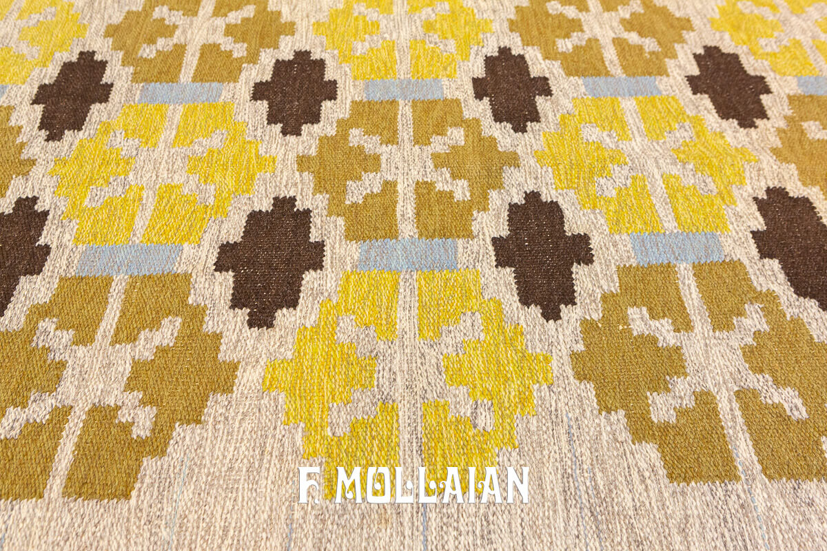 Swedish Kilim Rug Beige n°:914616