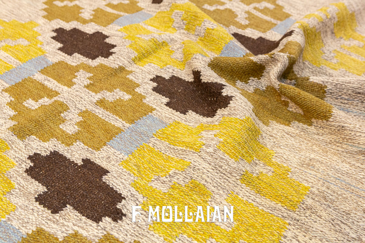 Swedish Kilim Rug Beige n°:914616