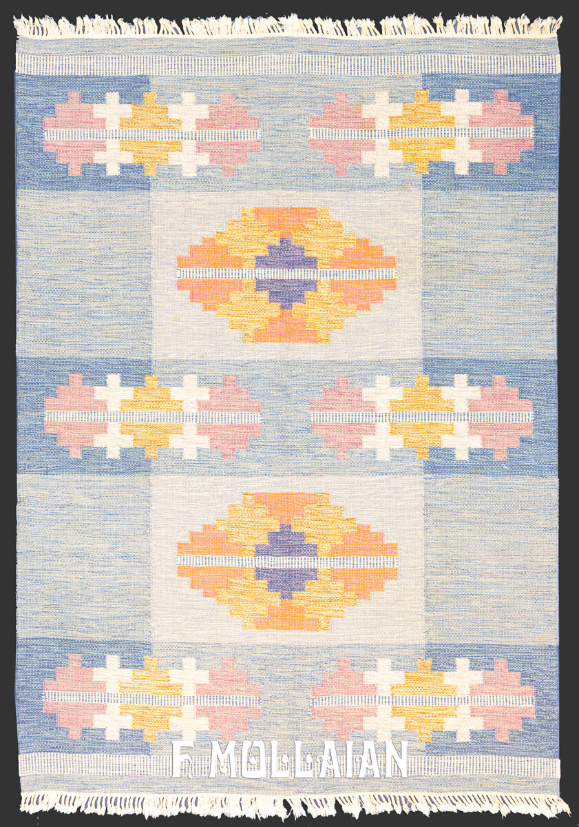 Swedish Kilim Rug Geometric Pattern n°:918900