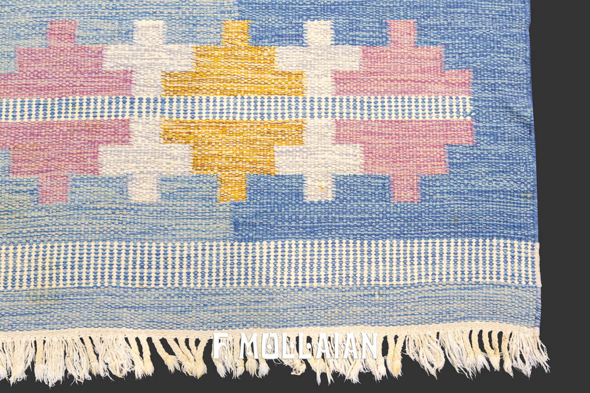 Swedish Kilim Rug Geometric Pattern n°:918900