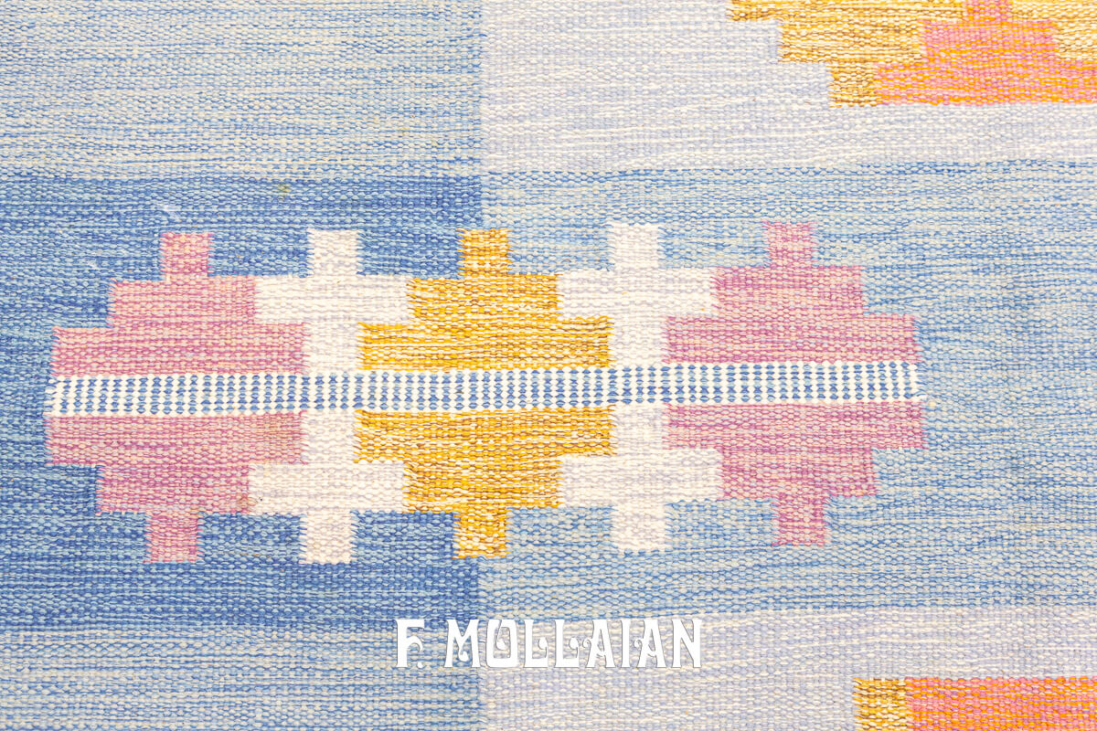 Swedish Kilim Rug Geometric Pattern n°:918900