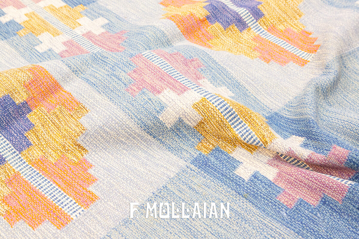 Swedish Kilim Rug Geometric Pattern n°:918900