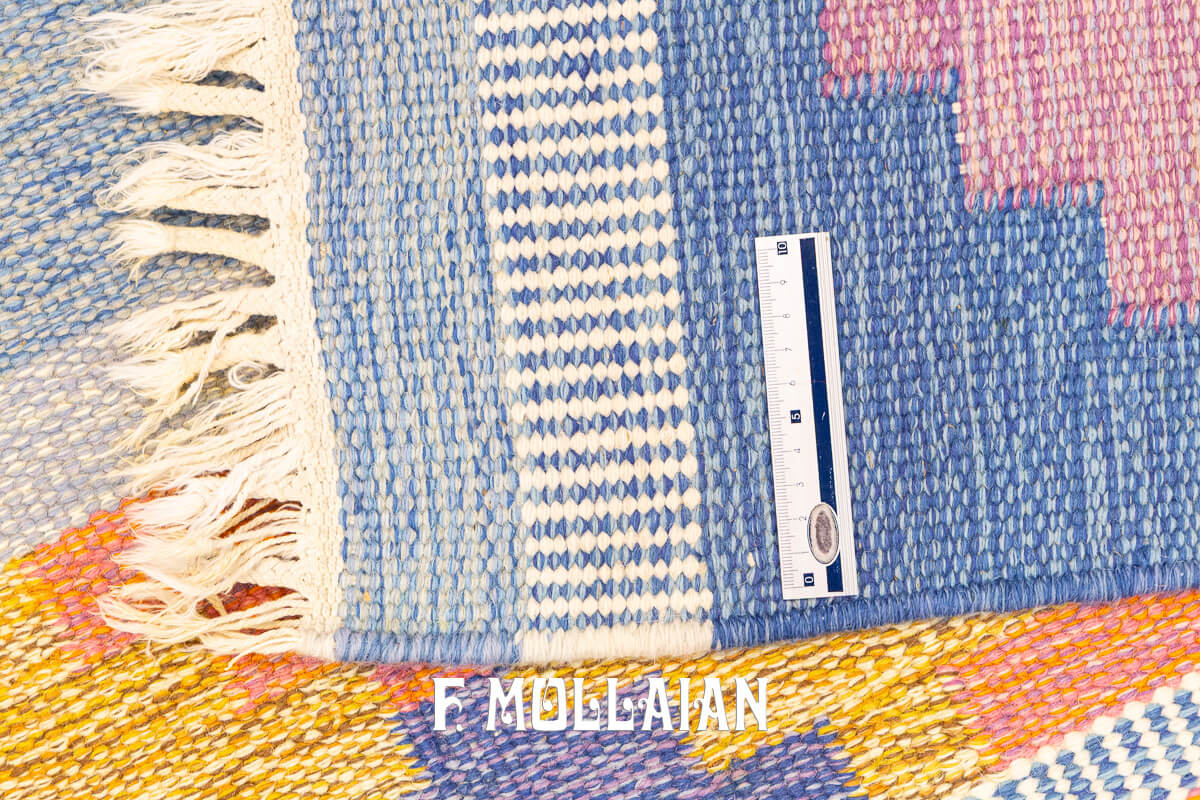 Swedish Kilim Rug Geometric Pattern n°:918900