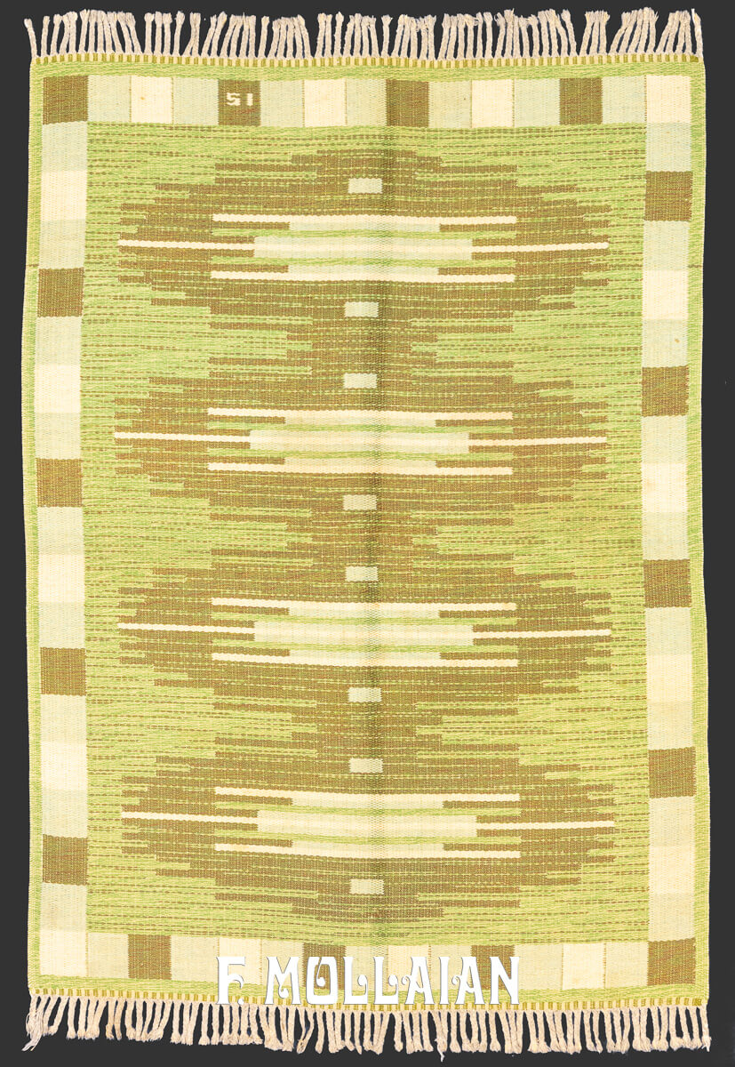 Swedish Kilim Rug Green Color IS n°:958742