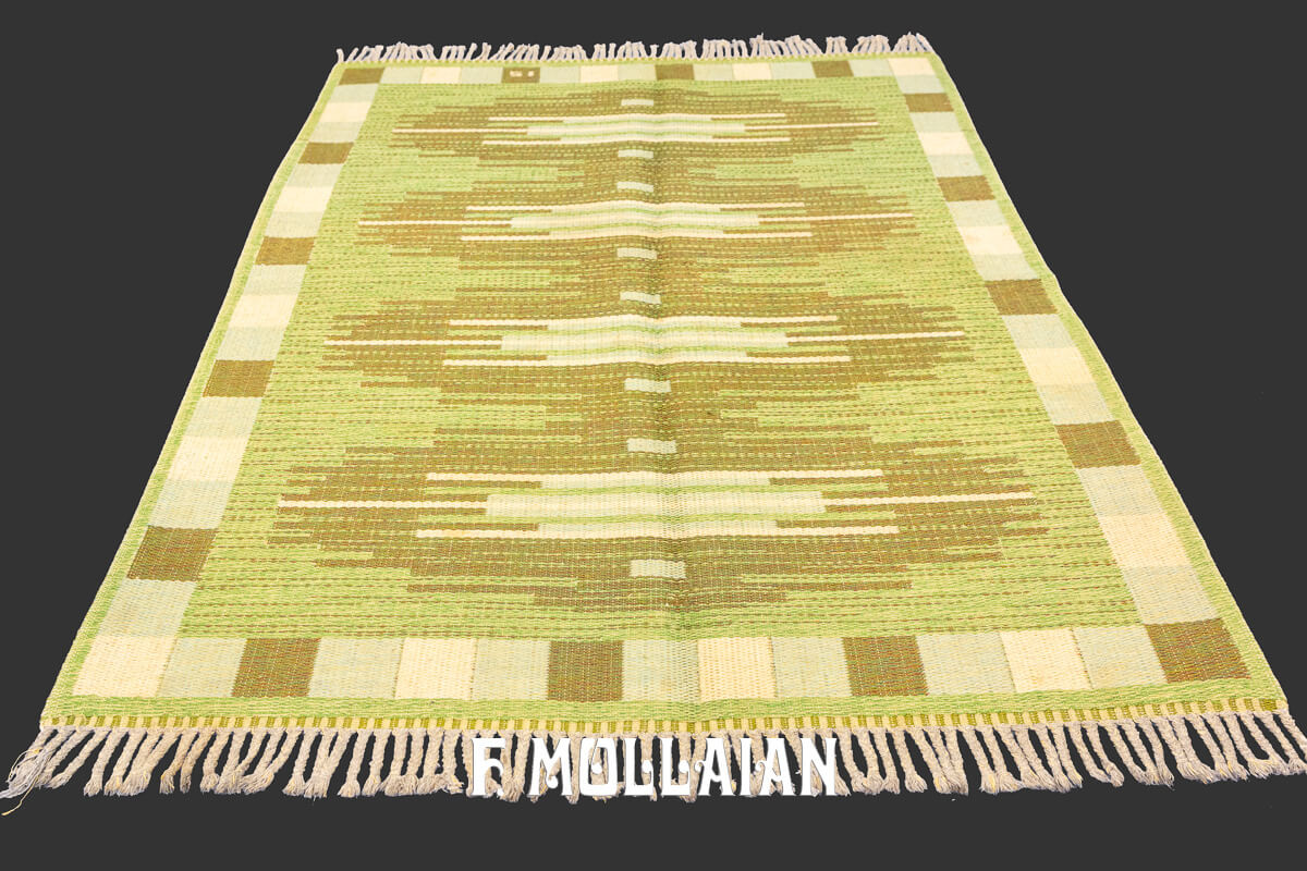 Swedish Kilim Rug Green Color IS n°:958742