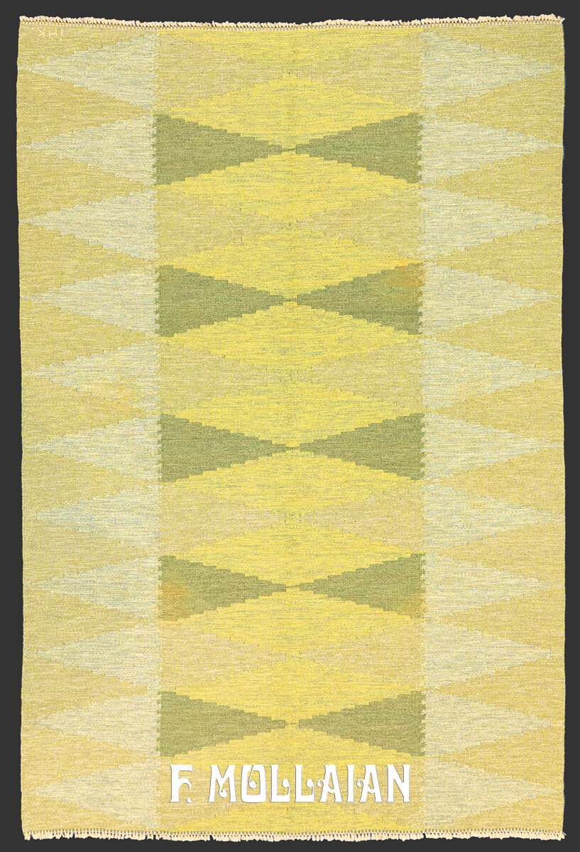 Swedish Kilim Rug Green Shades n°:960613