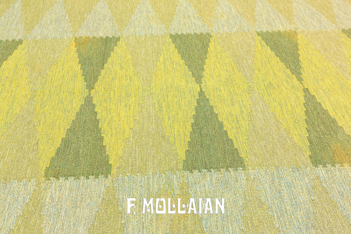 Swedish Kilim Rug Green Shades n°:960613