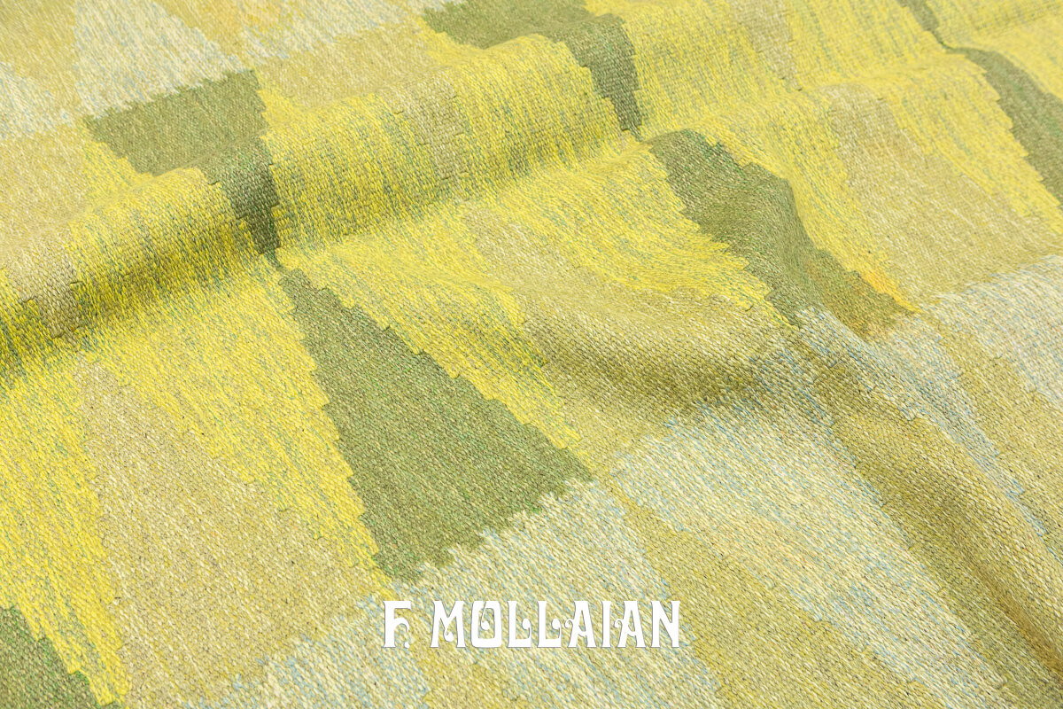 Swedish Kilim Rug Green Shades n°:960613