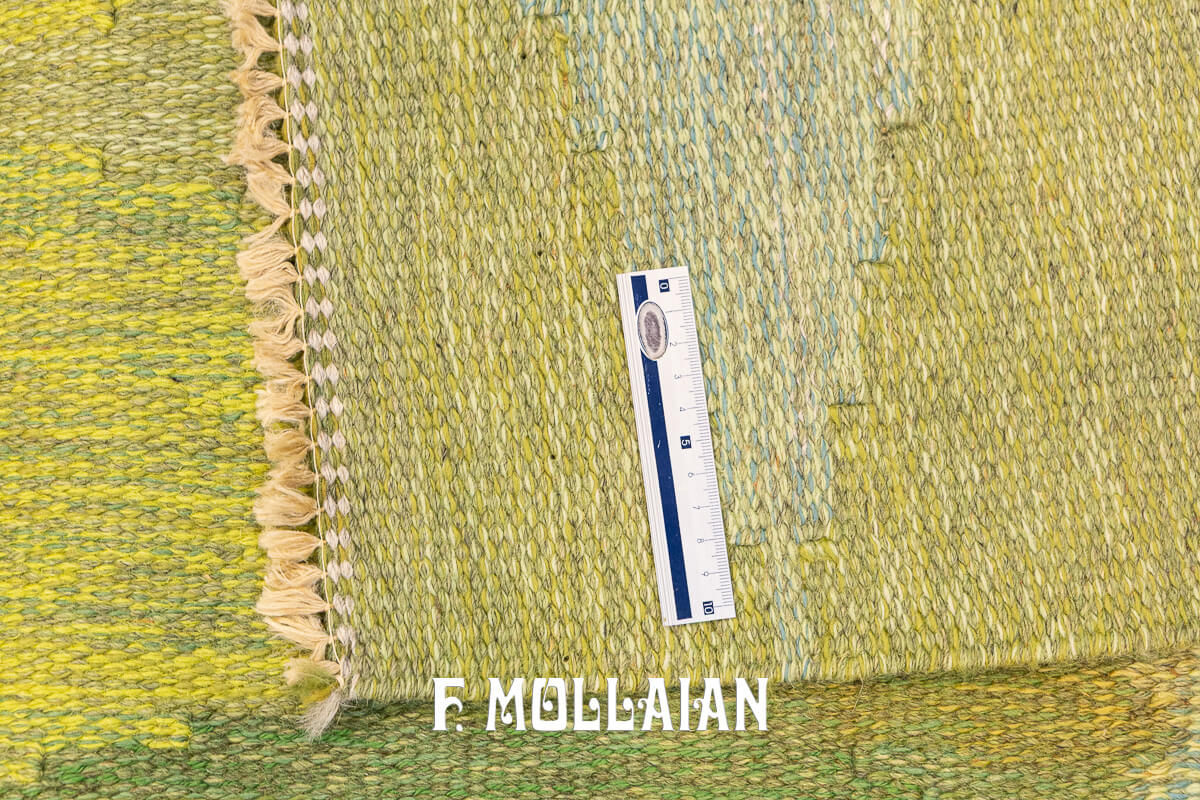Swedish Kilim Rug Green Shades n°:960613
