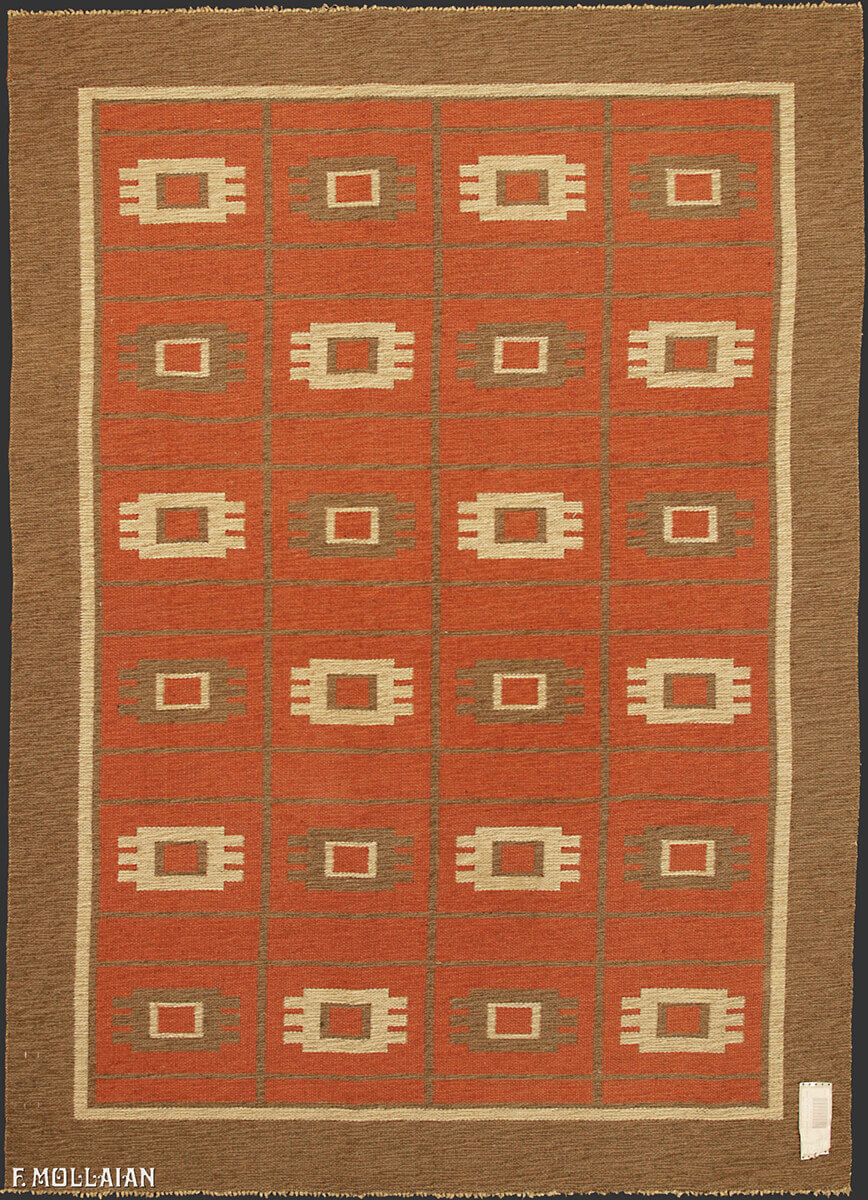 Semi-Antique Swedish Double Face Kilim (230x166 cm)
