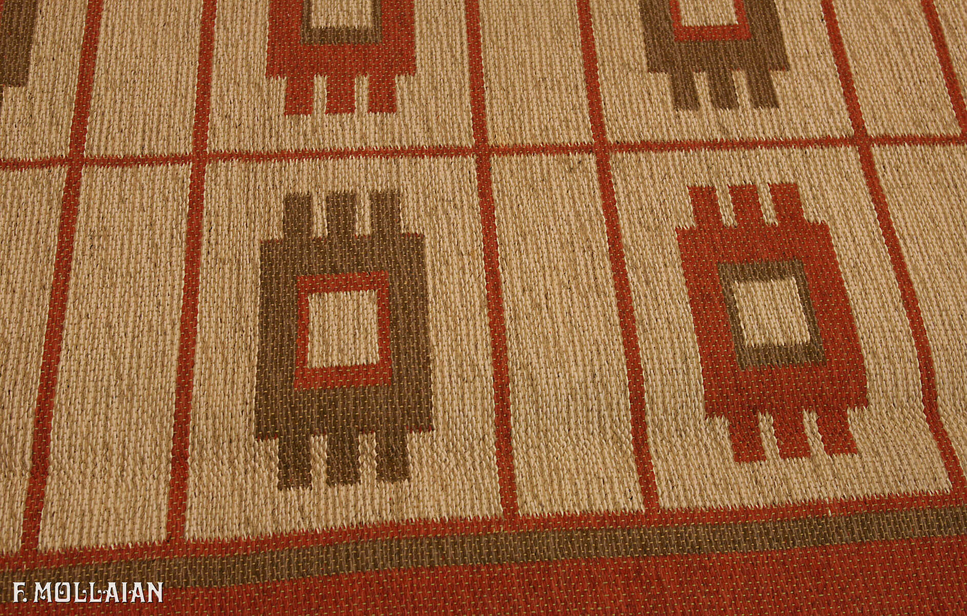 Semi-Antique Swedish Double Face Kilim (230x166 cm)
