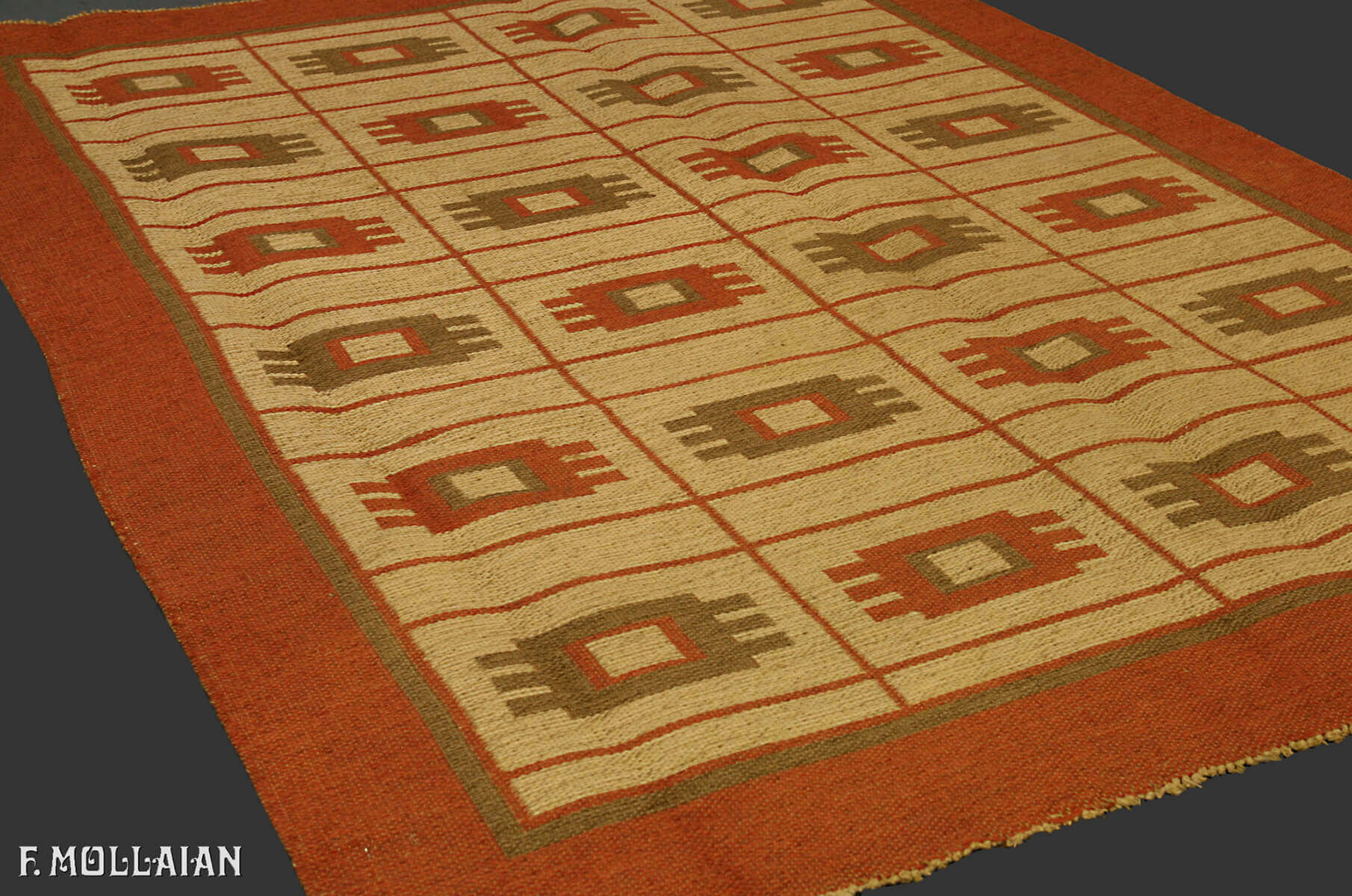 Semi-Antique Swedish Double Face Kilim (230x166 cm)
