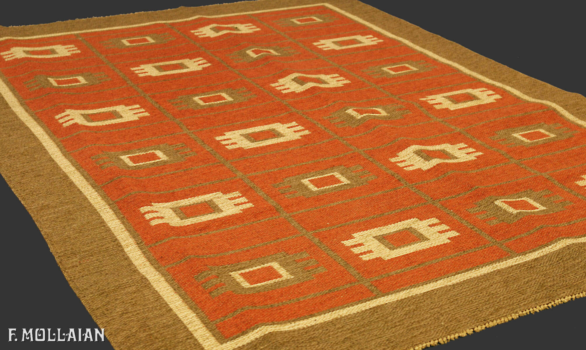 Semi-Antique Swedish Double Face Kilim (230x166 cm)