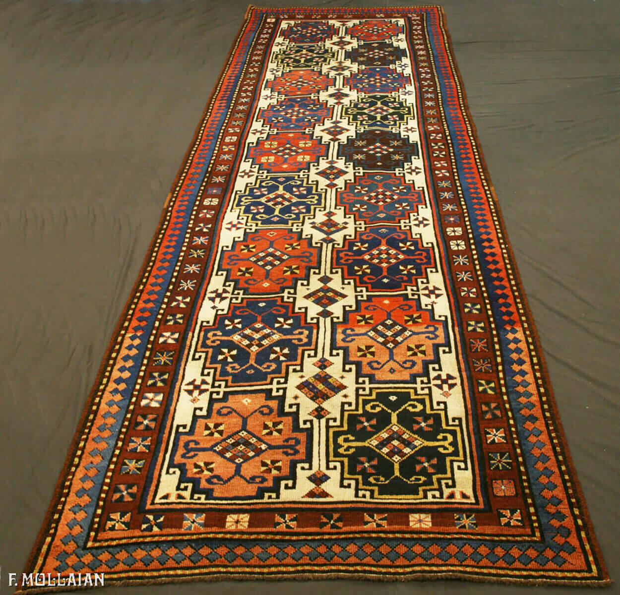 Antique Caucasian Kazak Moghan Rug (347x104 cm)