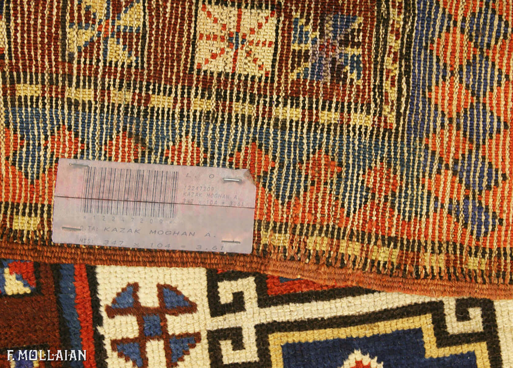 Antique Caucasian Kazak Moghan Rug (347x104 cm)