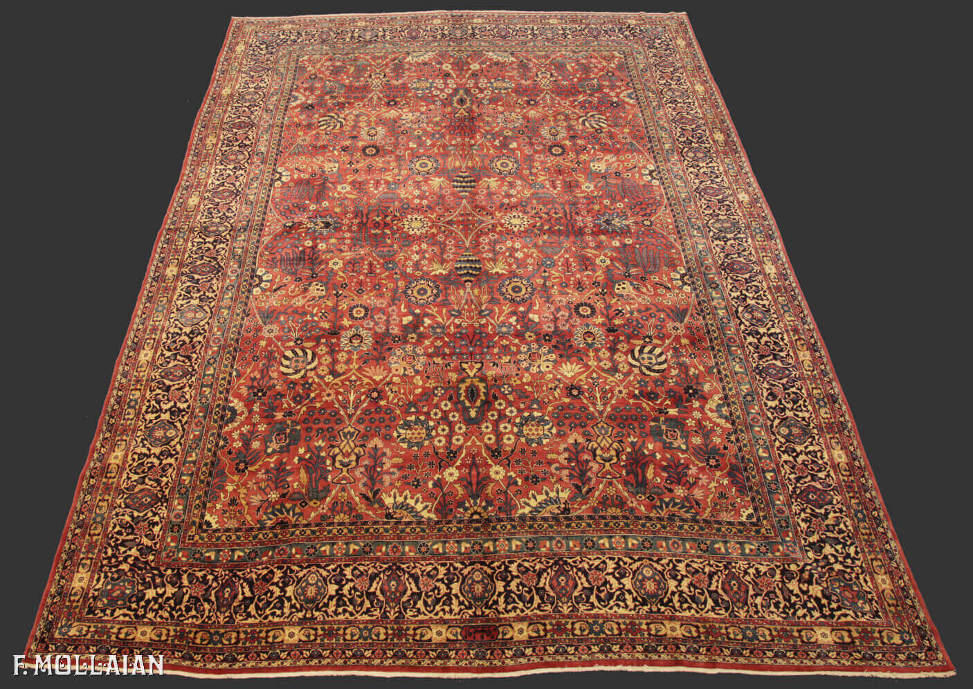 Antique Persian Kerman Signed "OCM" Carpet (460x333 cm)