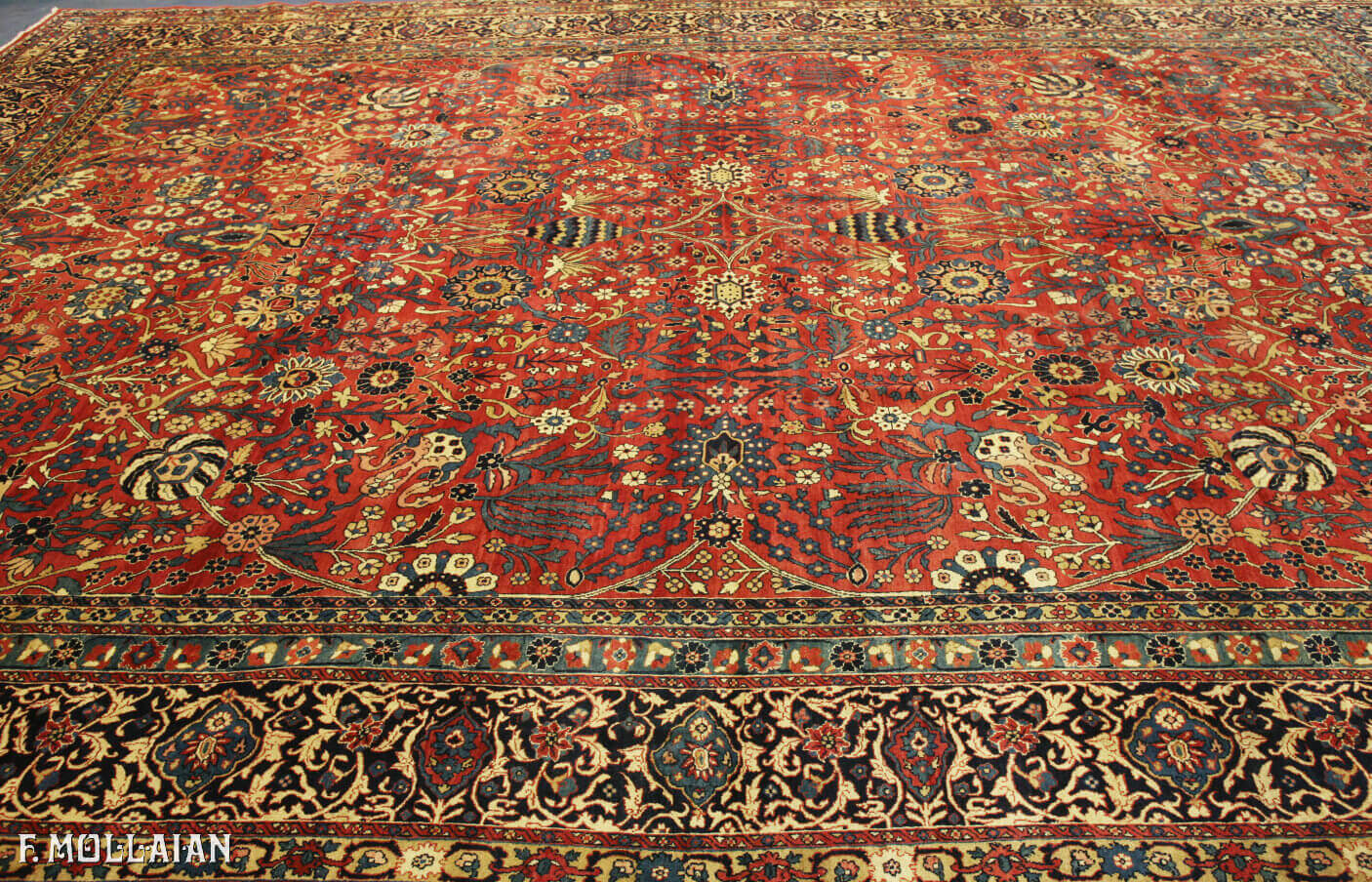 Antique Persian Kerman Signed "OCM" Carpet (460x333 cm)