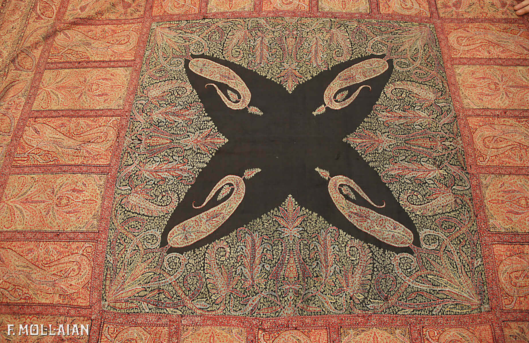 Antique Indian Kashmir Shawl (Textile) (195x180 cm)