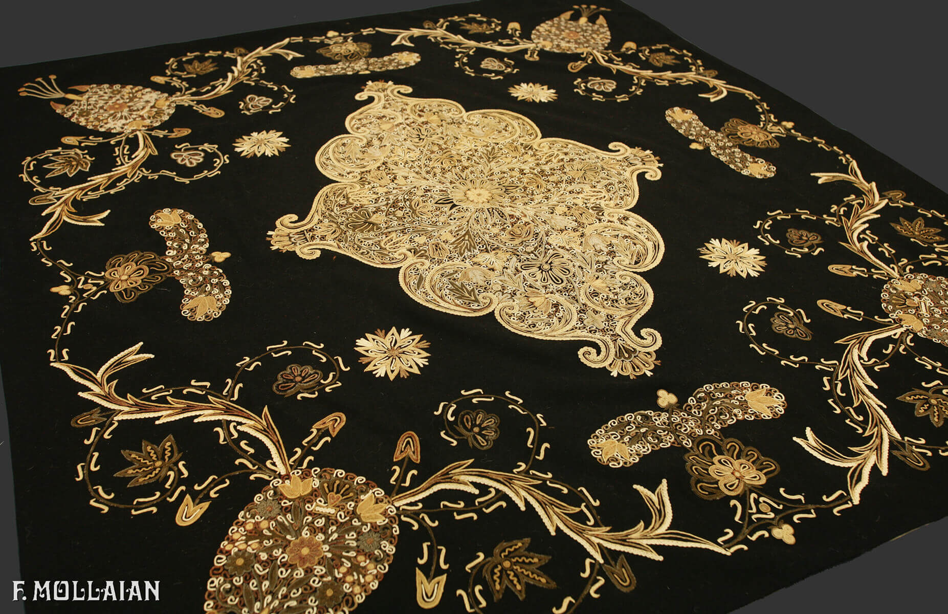 Antique Persian Rashti-Duzi Textile (144x134 cm)