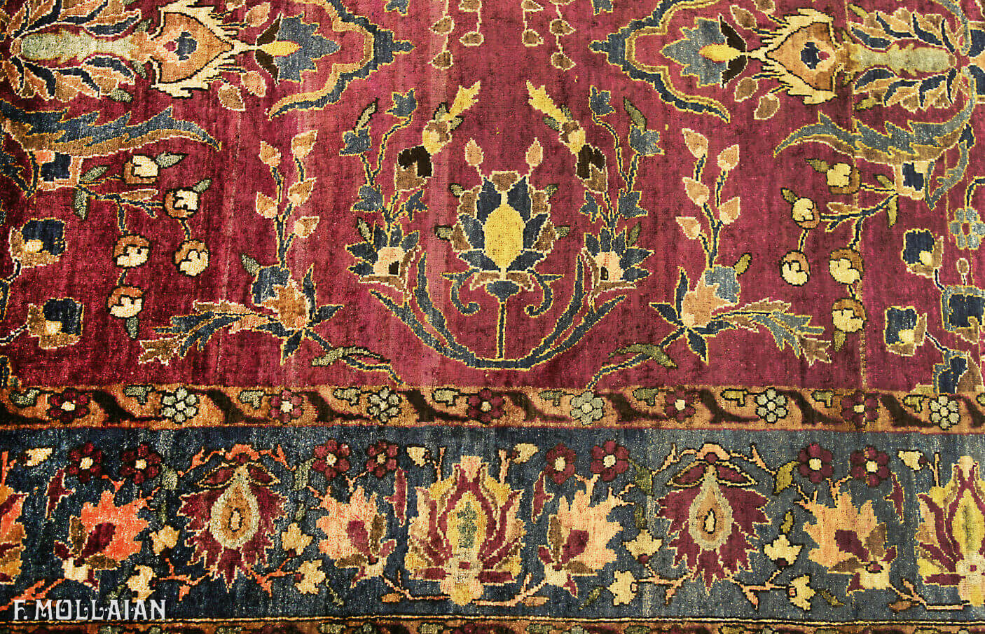 Antique Persian Kashan Silk, A Pair of Purple All-over floral Rugs n°:15489699