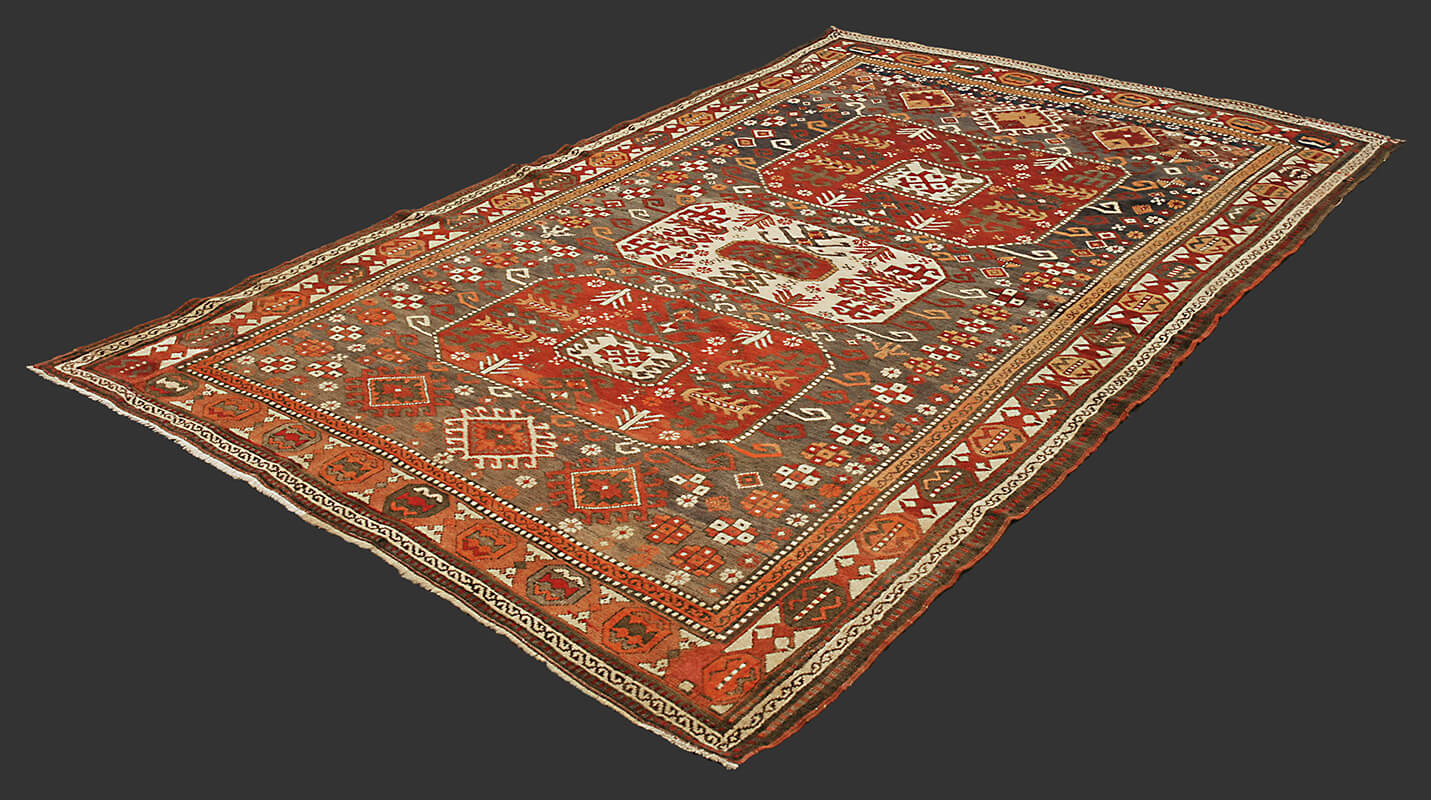 Antique Caucasian Kazak Rug (257x163 cm)