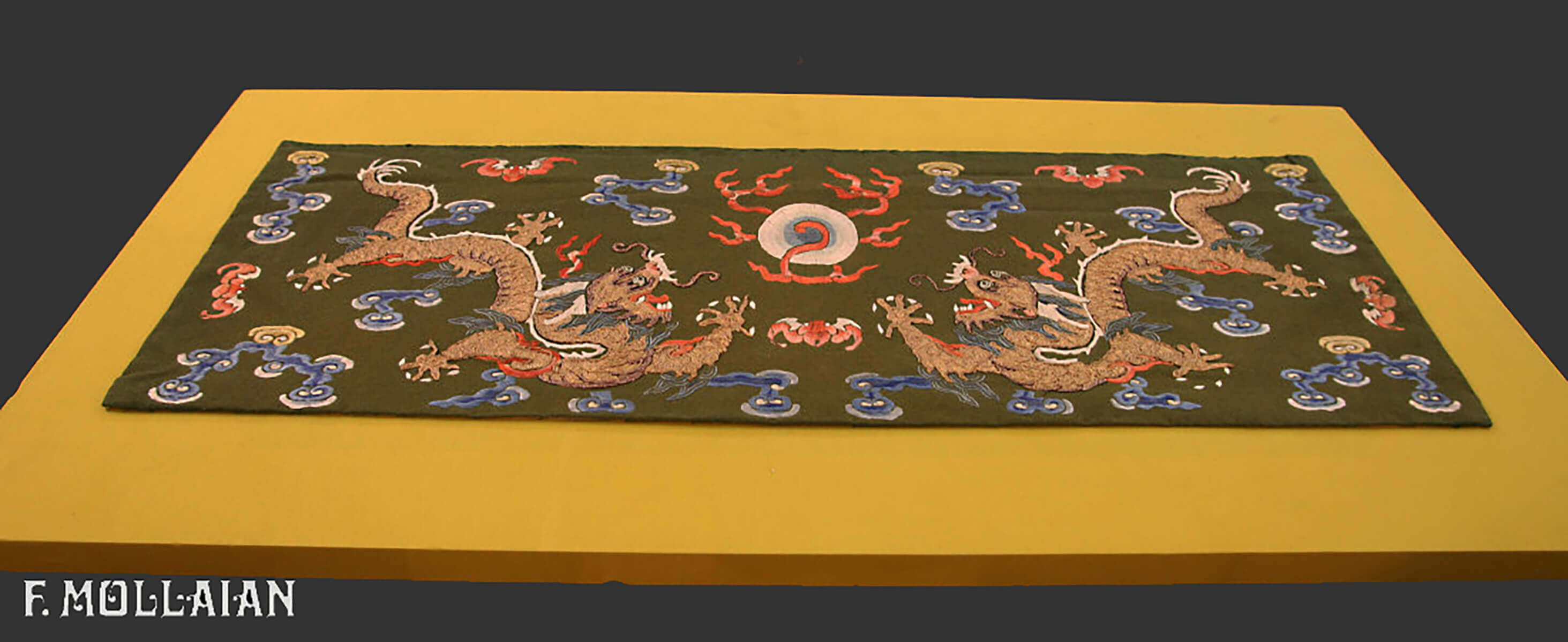 An Antique Pair of Silk & Metal Chinese Textile (85x30 cm)